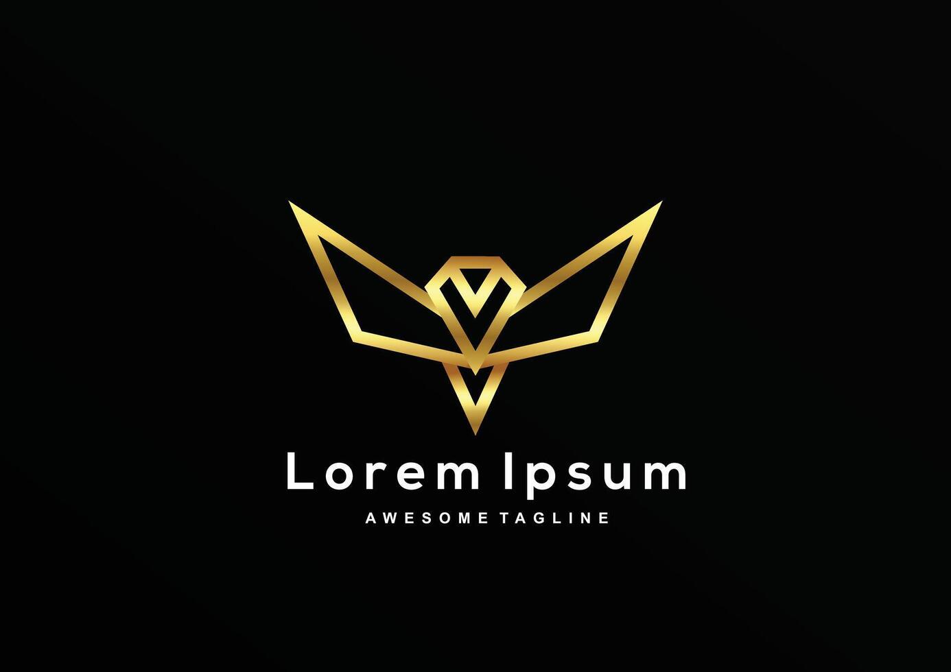 Luxury Eagle line art with gold color logo template vector
