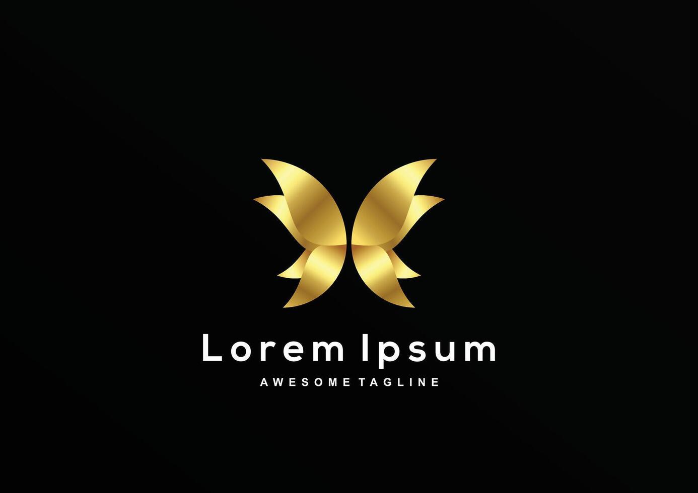 Luxury Butterfly with gold color logo template vector