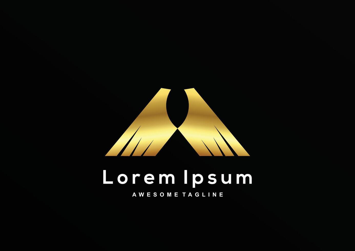 Luxury Wings Eagle with gold color logo template vector