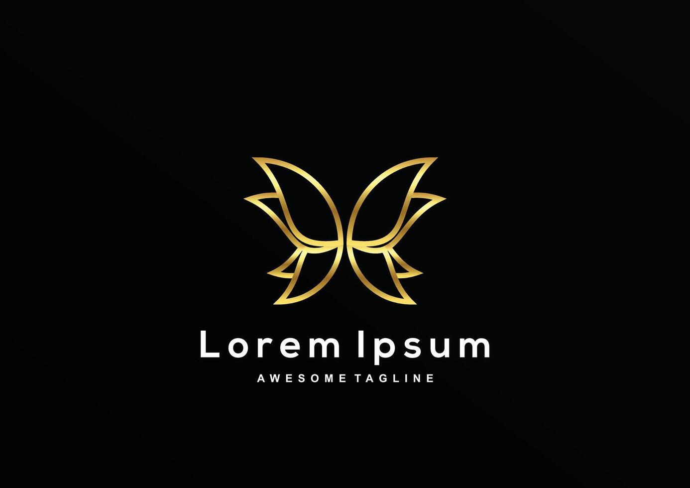 Luxury Butterfly line with gold color logo template vector
