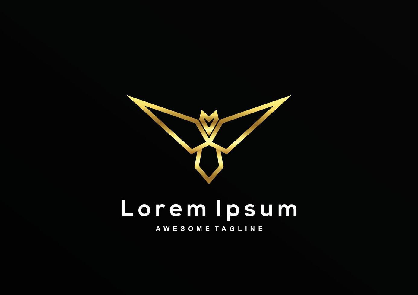 Luxury Eagle line art with gold color logo template vector