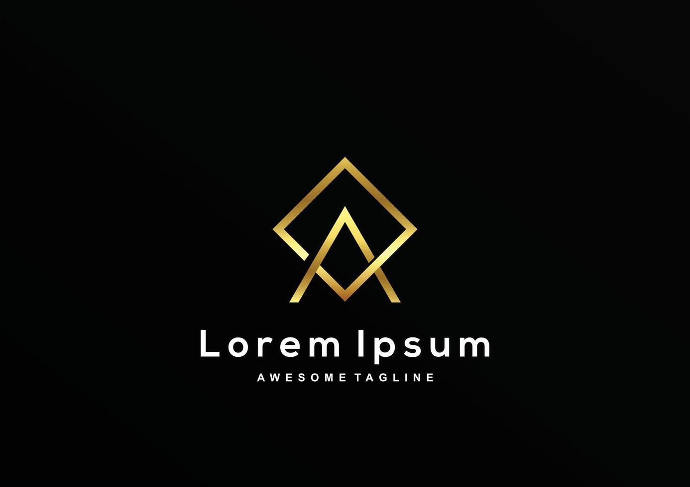 Luxury Letter A box with gold color logo template vector
