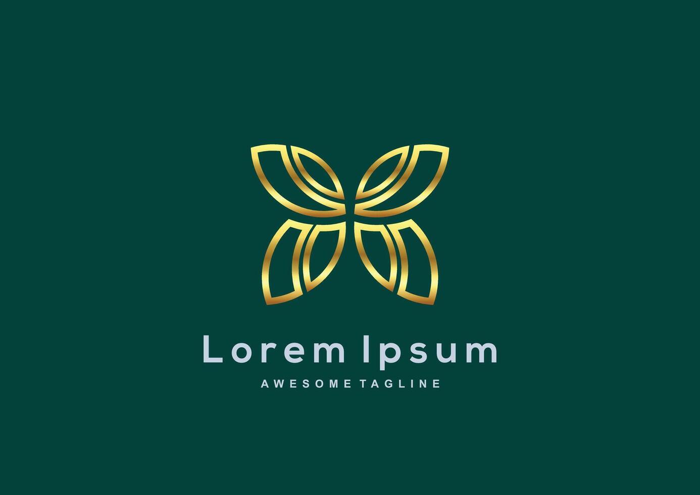 Luxury Butterfly gold color logo template vector