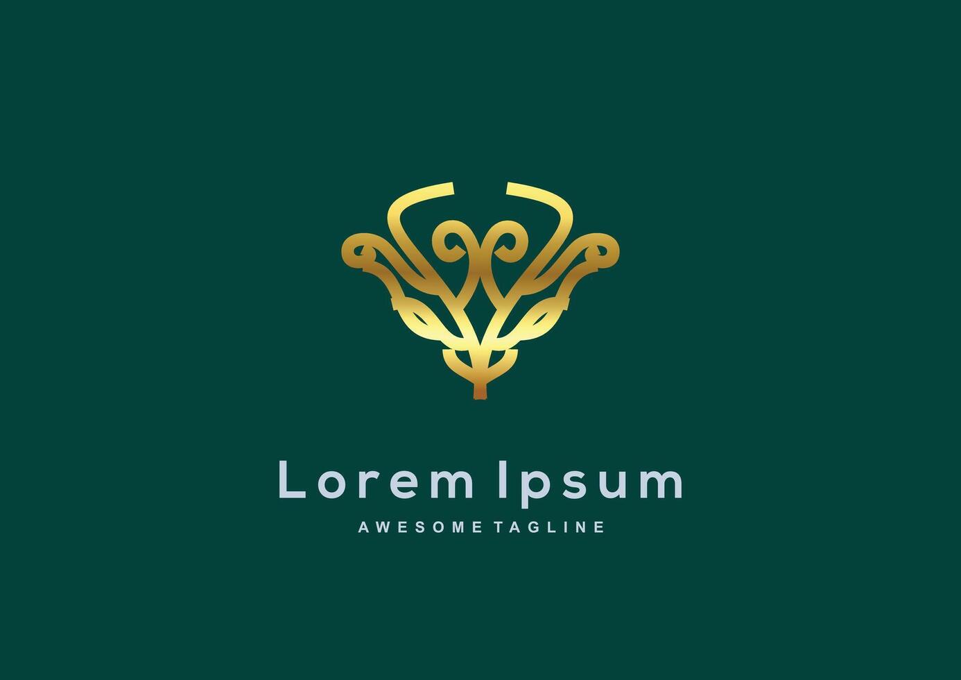 Luxury Dragon gold color logo template vector
