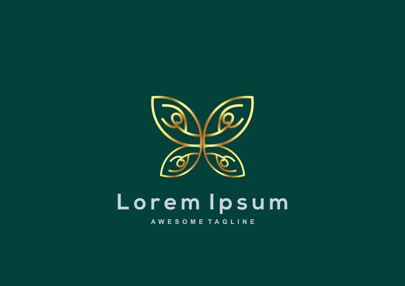 Luxury Butterfly gold color logo template vector