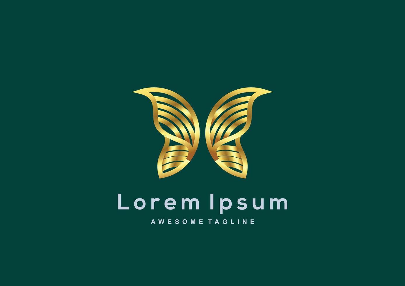 Luxury Butterfly gold color logo template vector