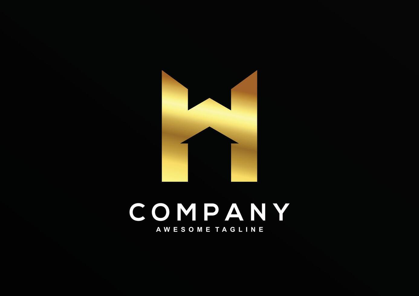 Luxury W H with gold color logo template vector