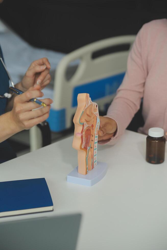 Medicaltest vaccine research and development concept. Scientist team in laboratory study and Diagnosis of diseases for Model Internal organ sample of antibody. photo