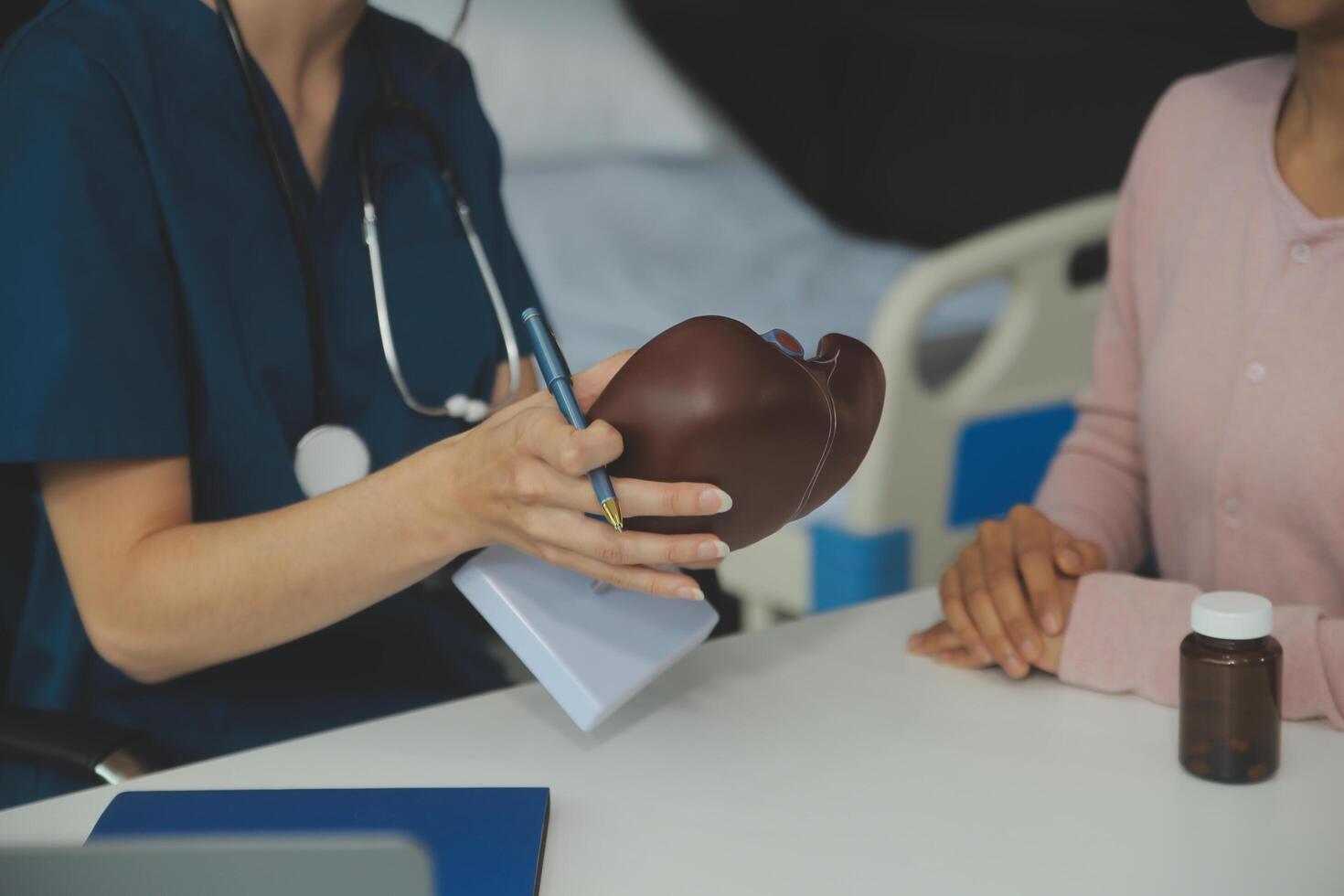 Medicaltest vaccine research and development concept. Scientist team in laboratory study and Diagnosis of diseases for Model Internal organ sample of antibody. photo