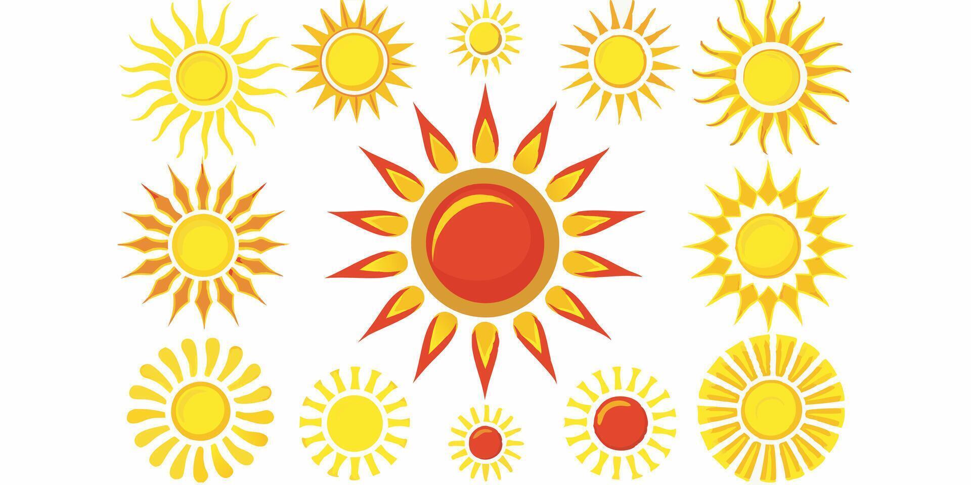 Sun and Sunshine Icons Set vector