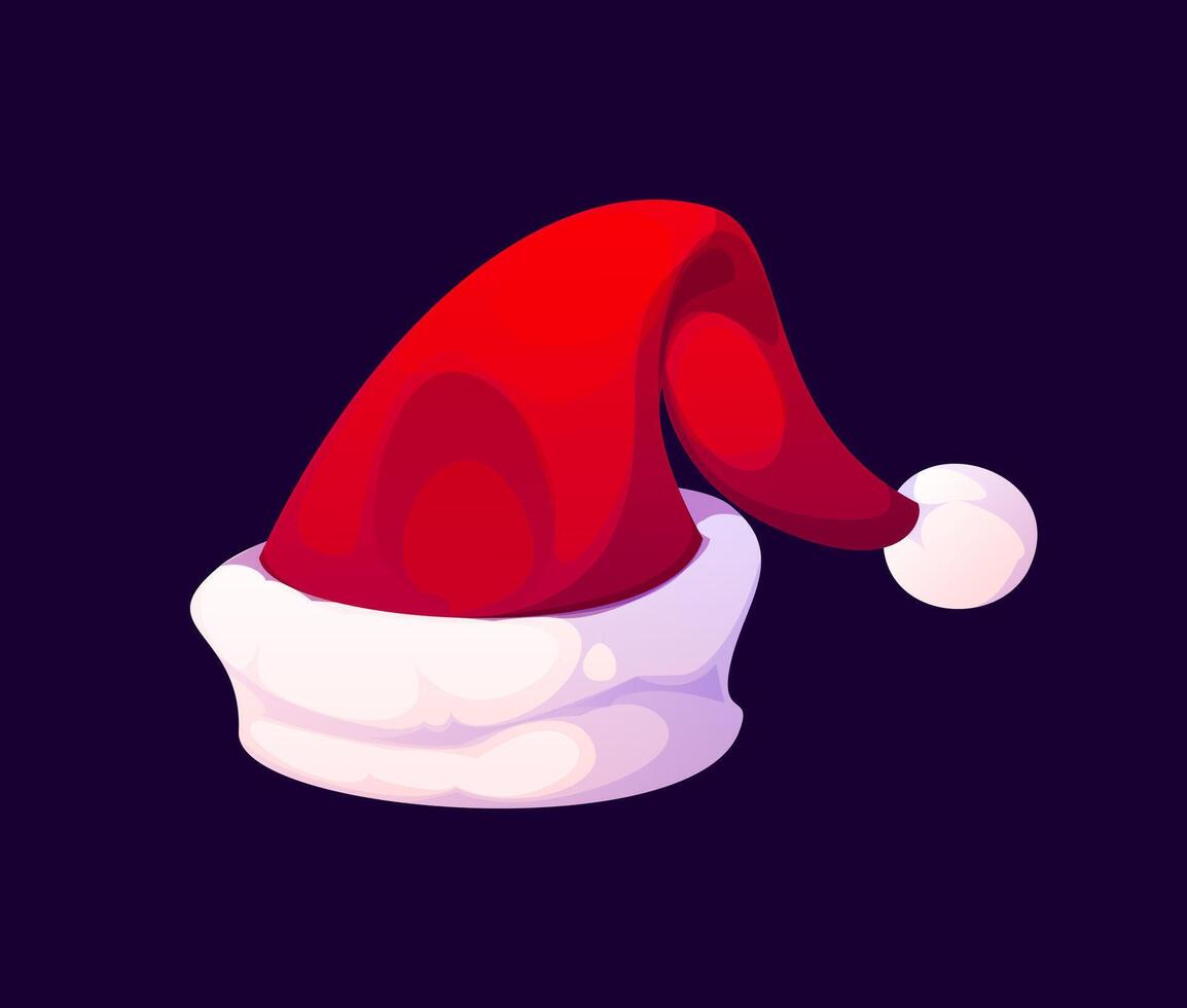 Cartoon christmas santa hat, red and white cap vector