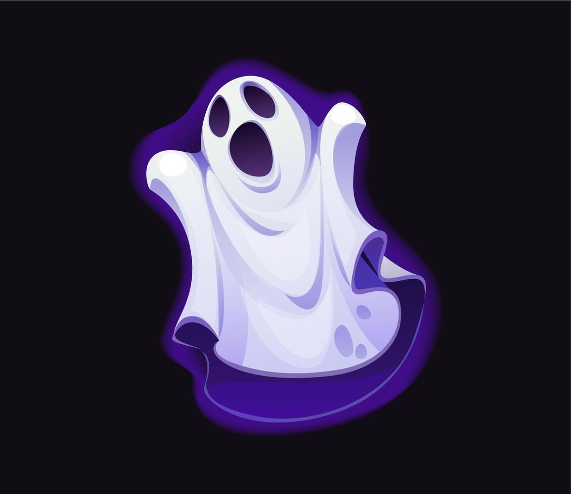 Cartoon Halloween ghost character, scary spook vector