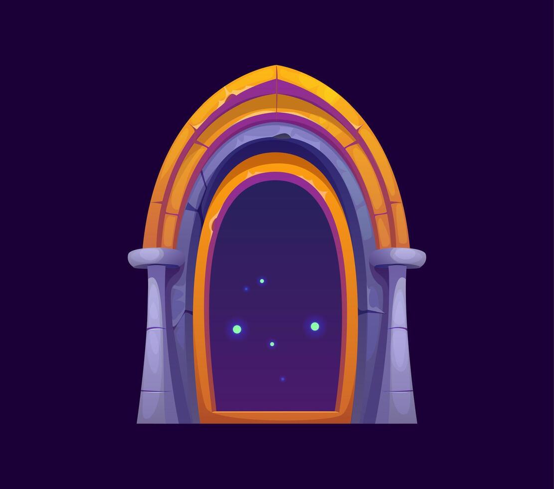Fantasy magic portal gate door with mystical aura vector
