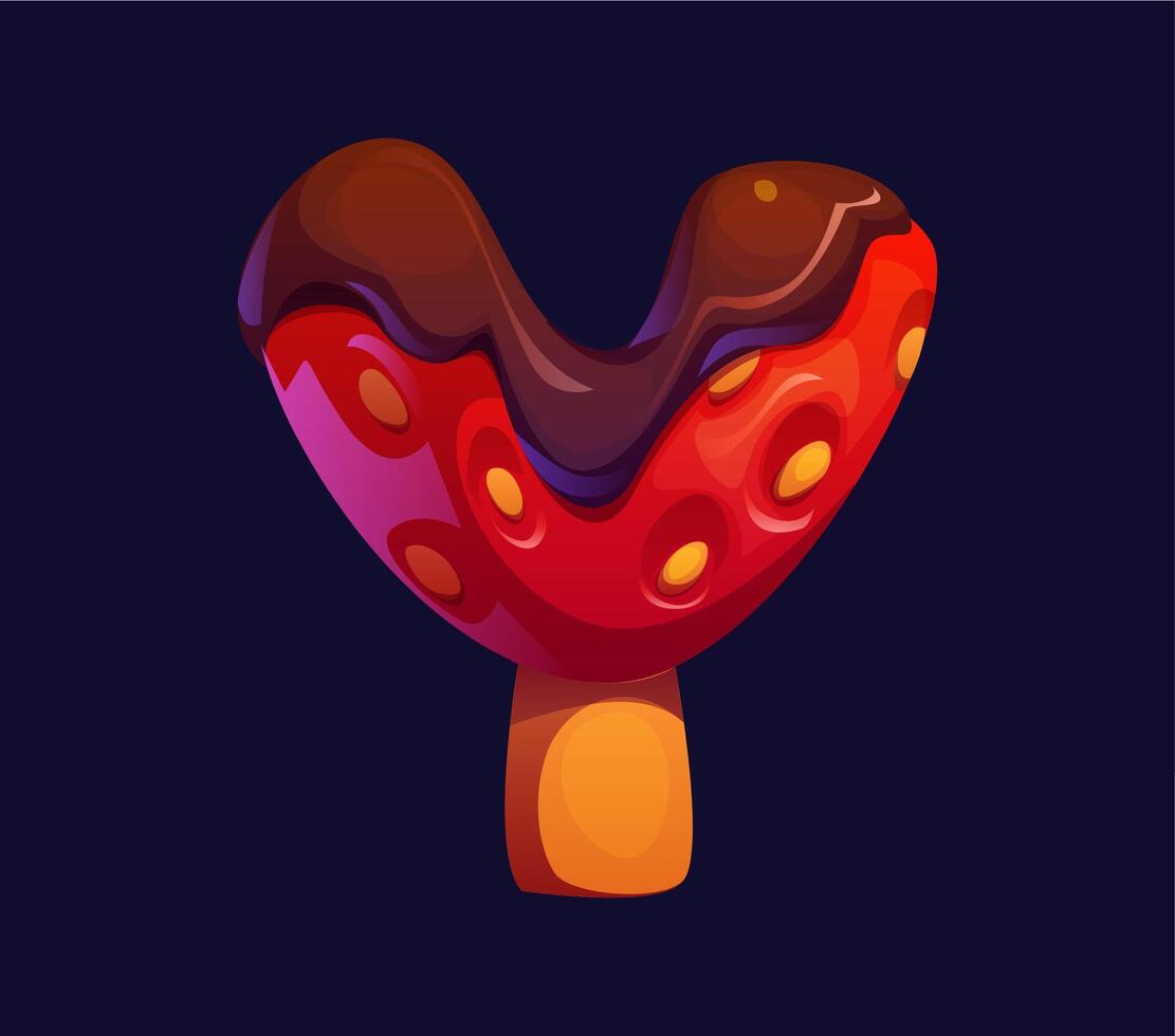 Letter Y as strawberry with chocolate alphabet vector