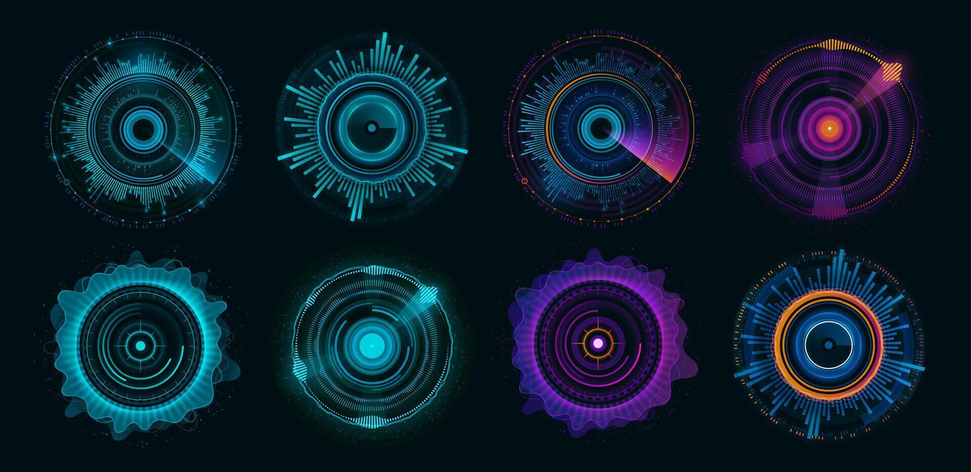 Round circle futuristic chart and HUD interface vector