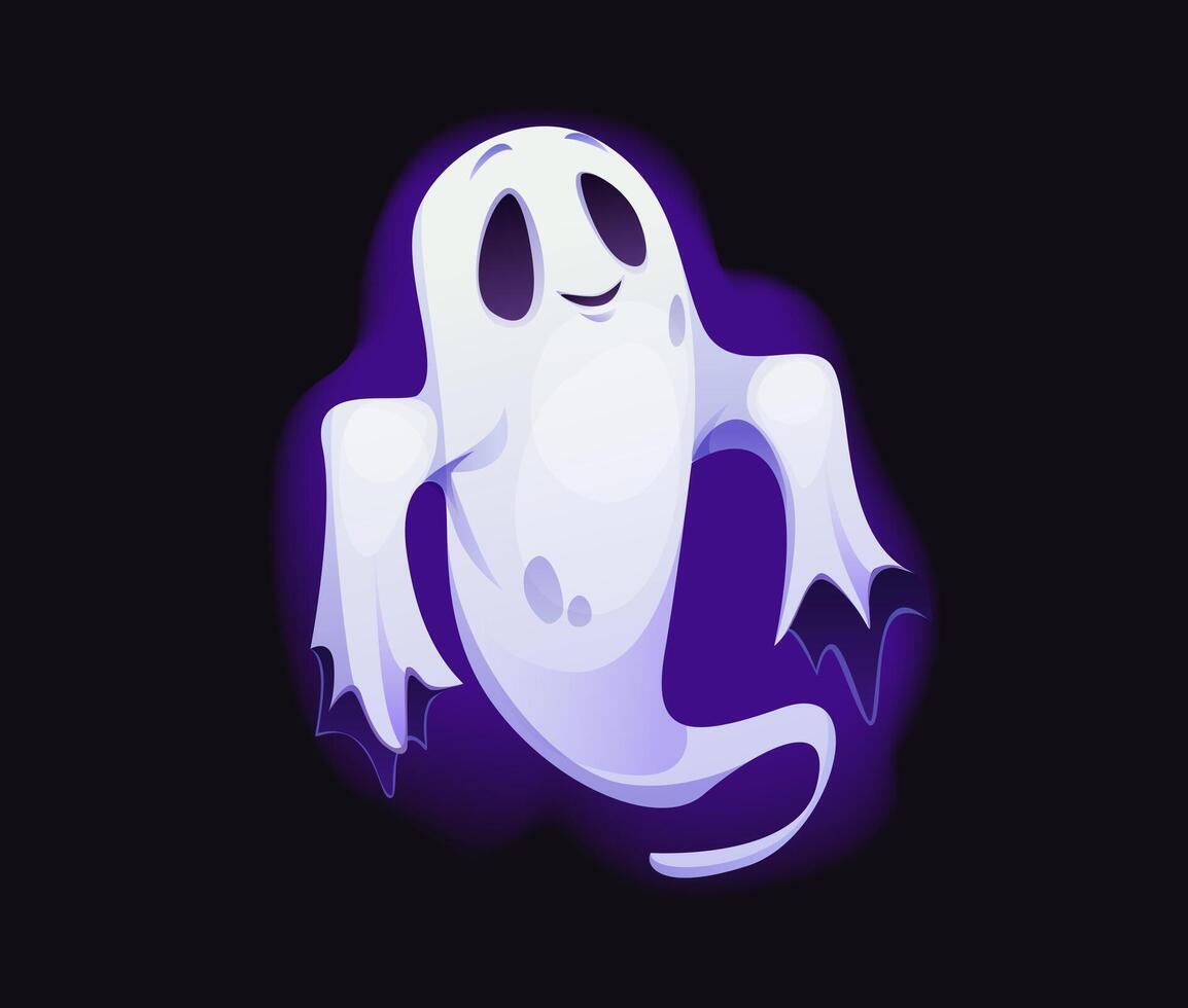 Cartoon Halloween ghost character, spook personage vector