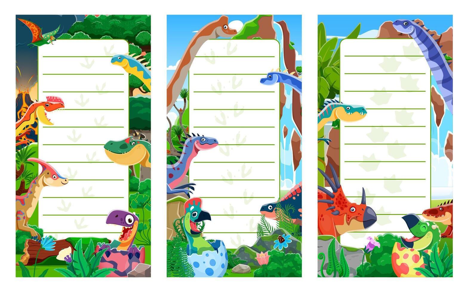 Prehistoric dino, note paper, to do list, notebook vector