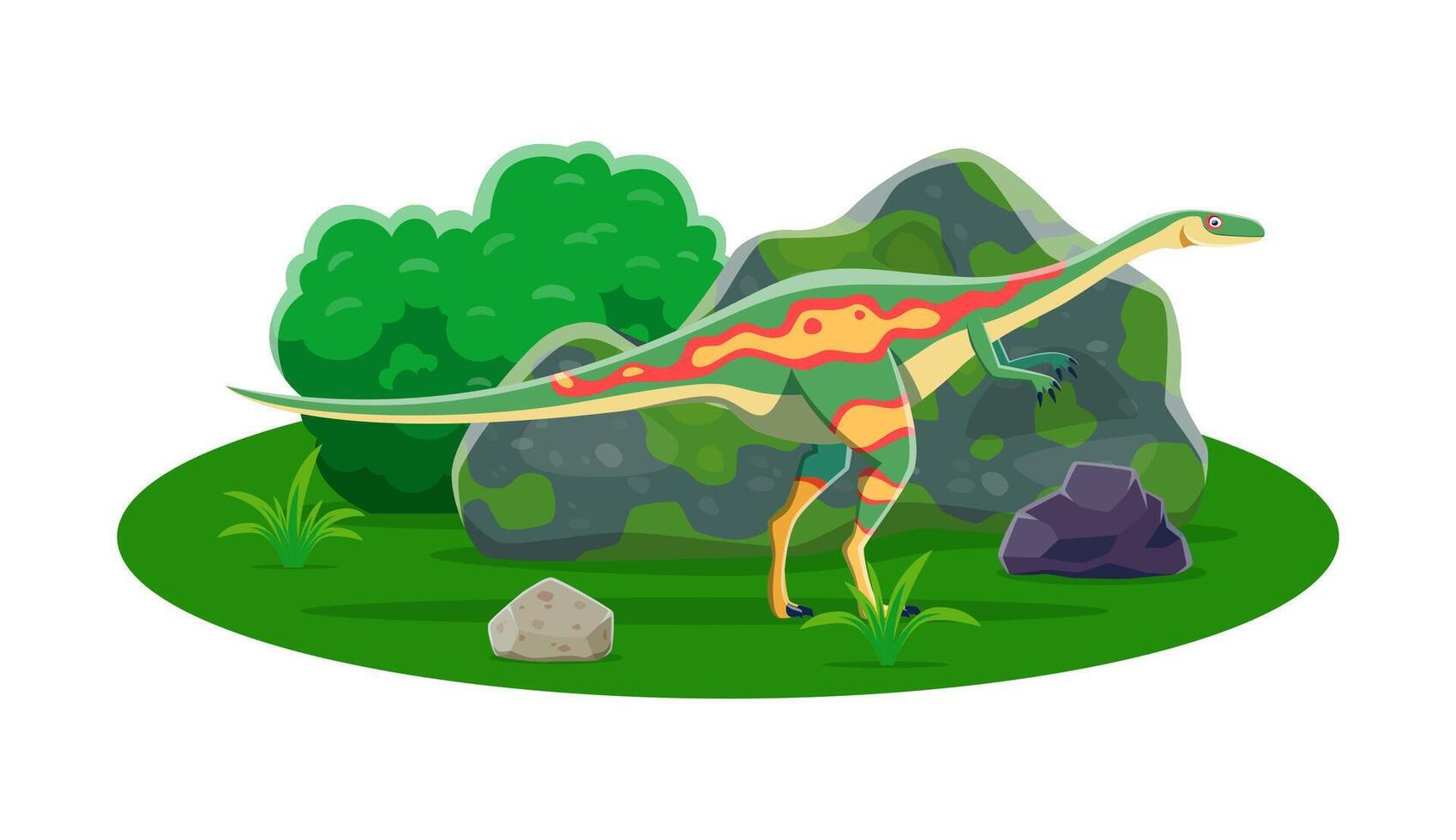 Elaphrosaurus prehistoric cartoon dinosaur animal vector