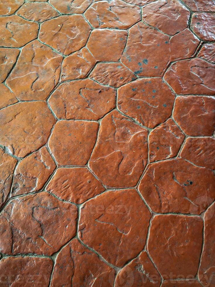 Close-up of cement walkway texture for home background. photo