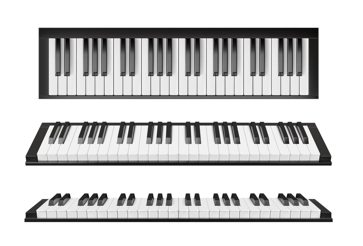 Realistic piano keyboard with keys, synthesizer vector