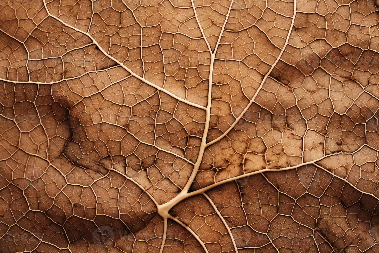 Close-Up of a Brown Leaf with Detailed Veins Natural Texture and Autumnal Beauty for Botanical Photography and Organic Pattern Inspiration photo