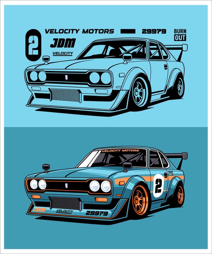 Racing Car Vintage Illustration Series Design vector