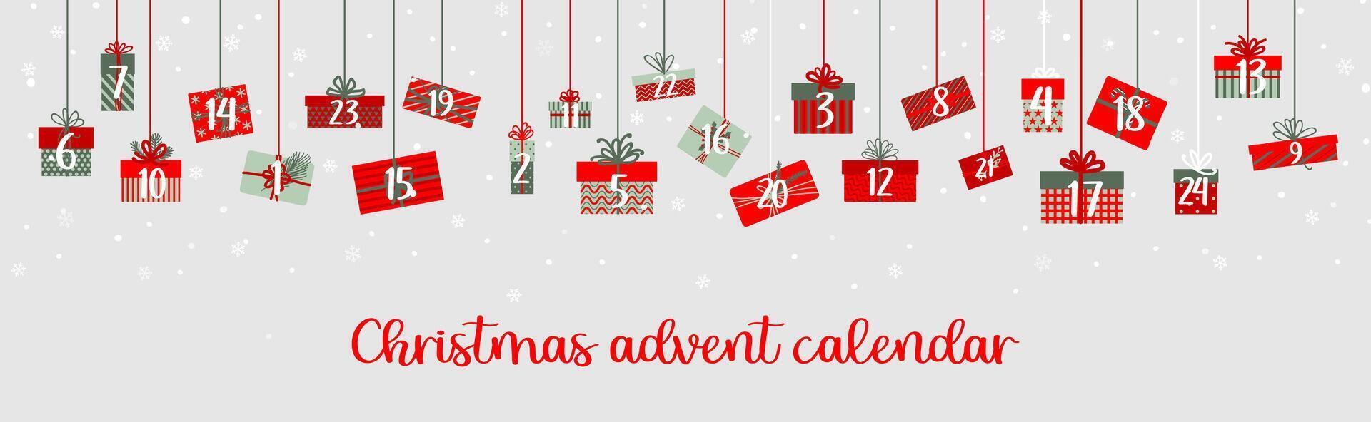 Christmas advent calendar boxes holiday garland vector