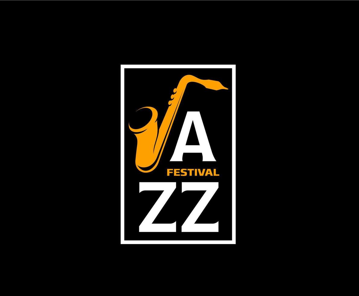 Jazz music icon, music bar, live concert festival vector