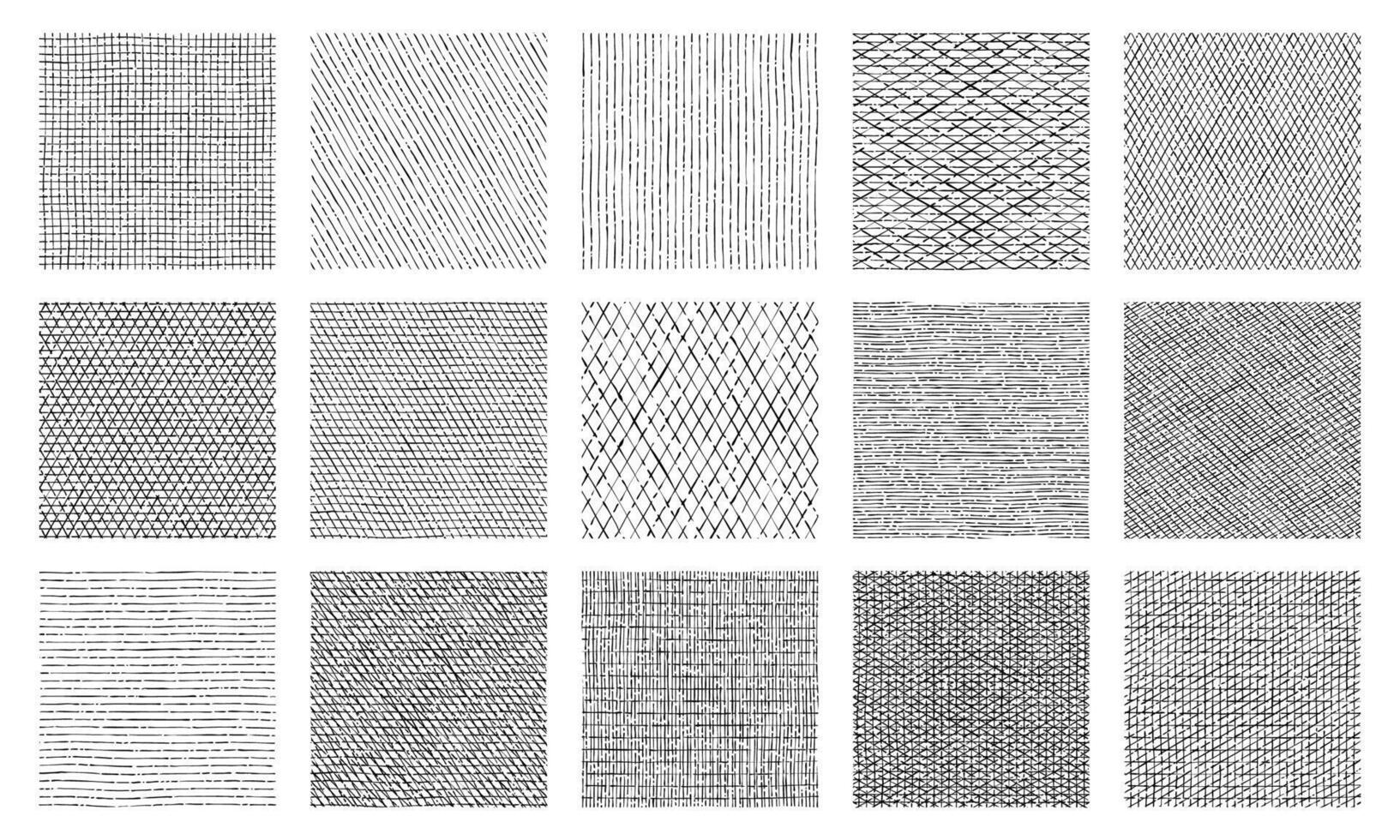 Line crosshatch texture pattern backgrounds set vector