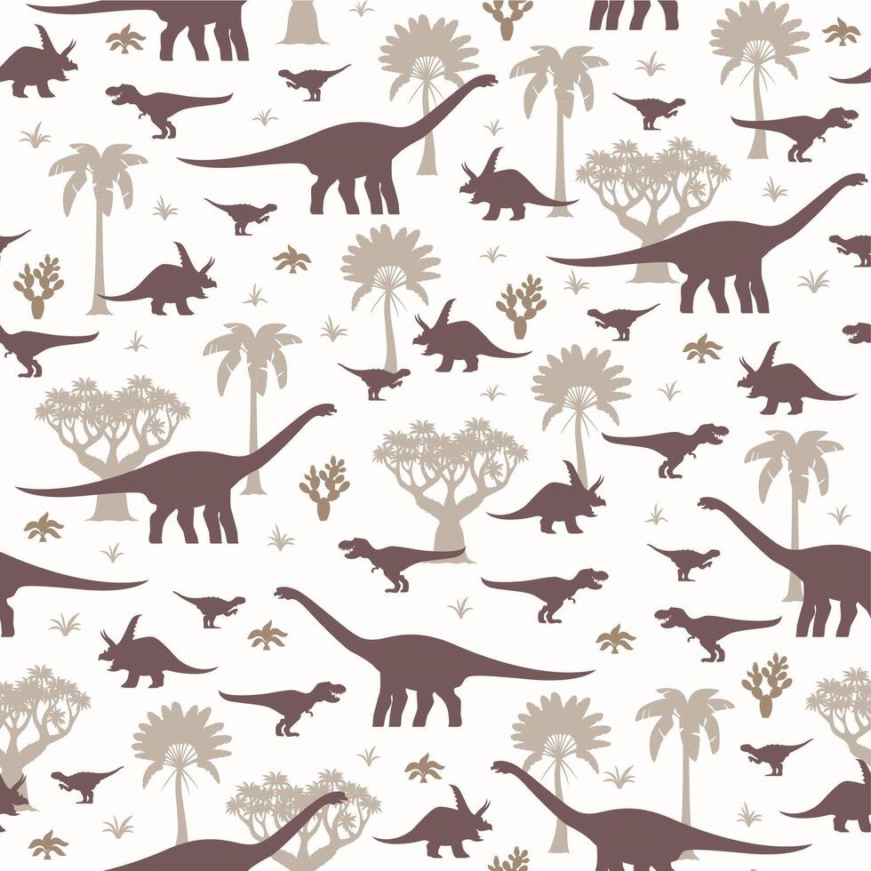 Prehistoric dinosaurs seamless pattern in lizards vector