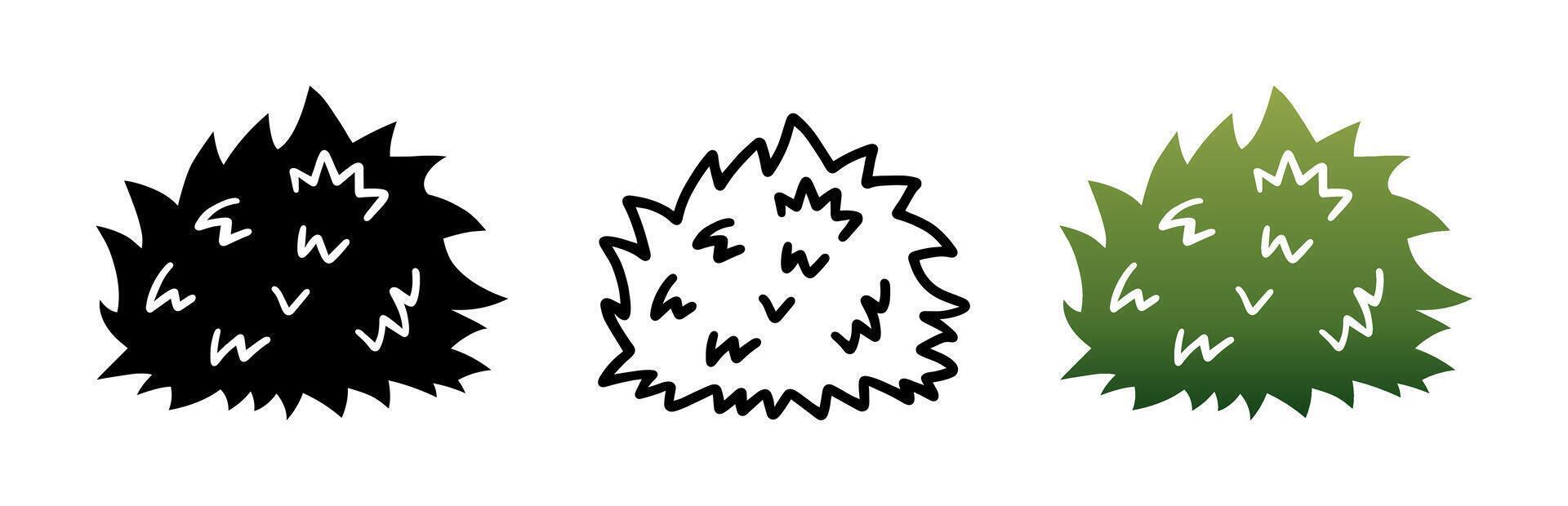 Set of Different style of Bush cartoon doodle, Illustration. vector