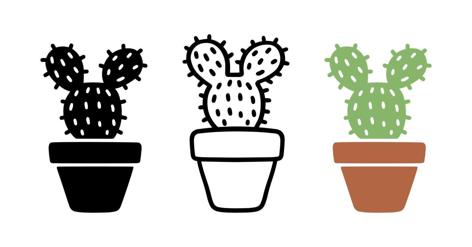 Set of Cartoon doodle of The exotic shaped cactus, Illustration. vector
