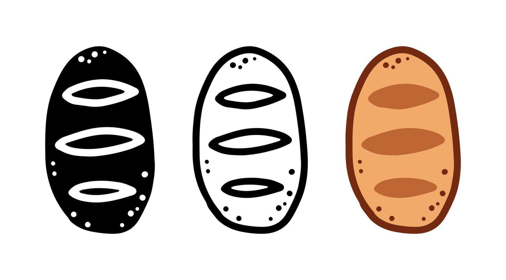 Set of Mini bread baked, Cartoon doodle, Illustration. vector