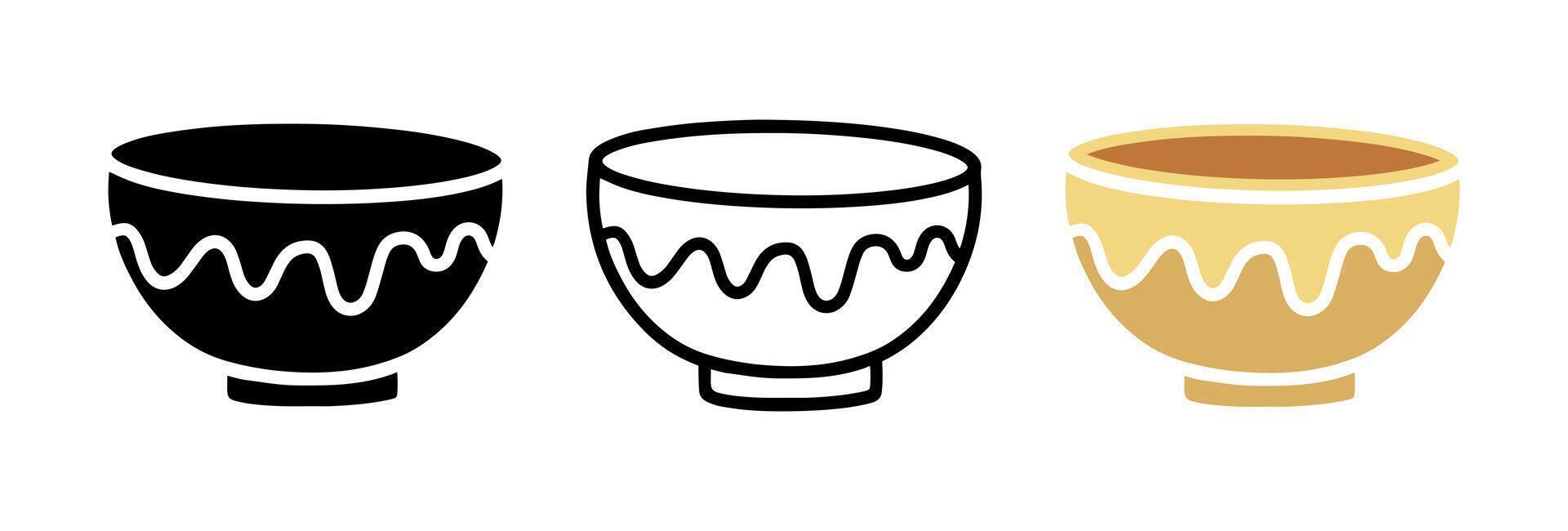 Set of Bowl honey pattern cartoon doodle, Illustration. vector