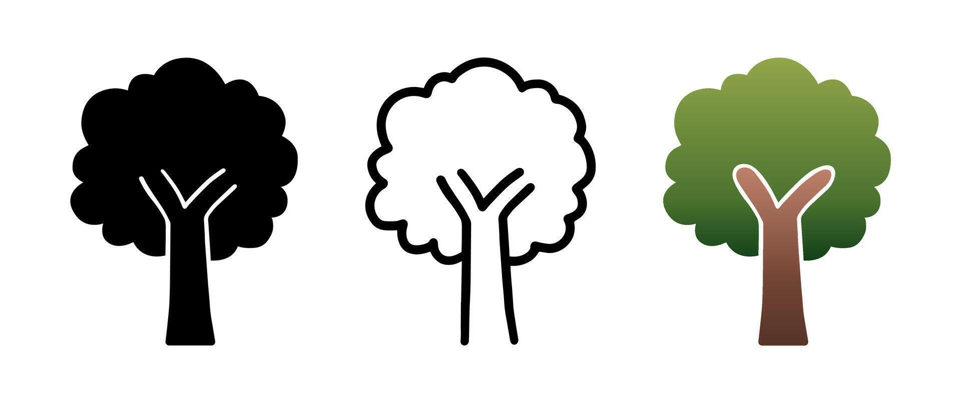Set of Cute tree cartoon doodle, Illustration vector