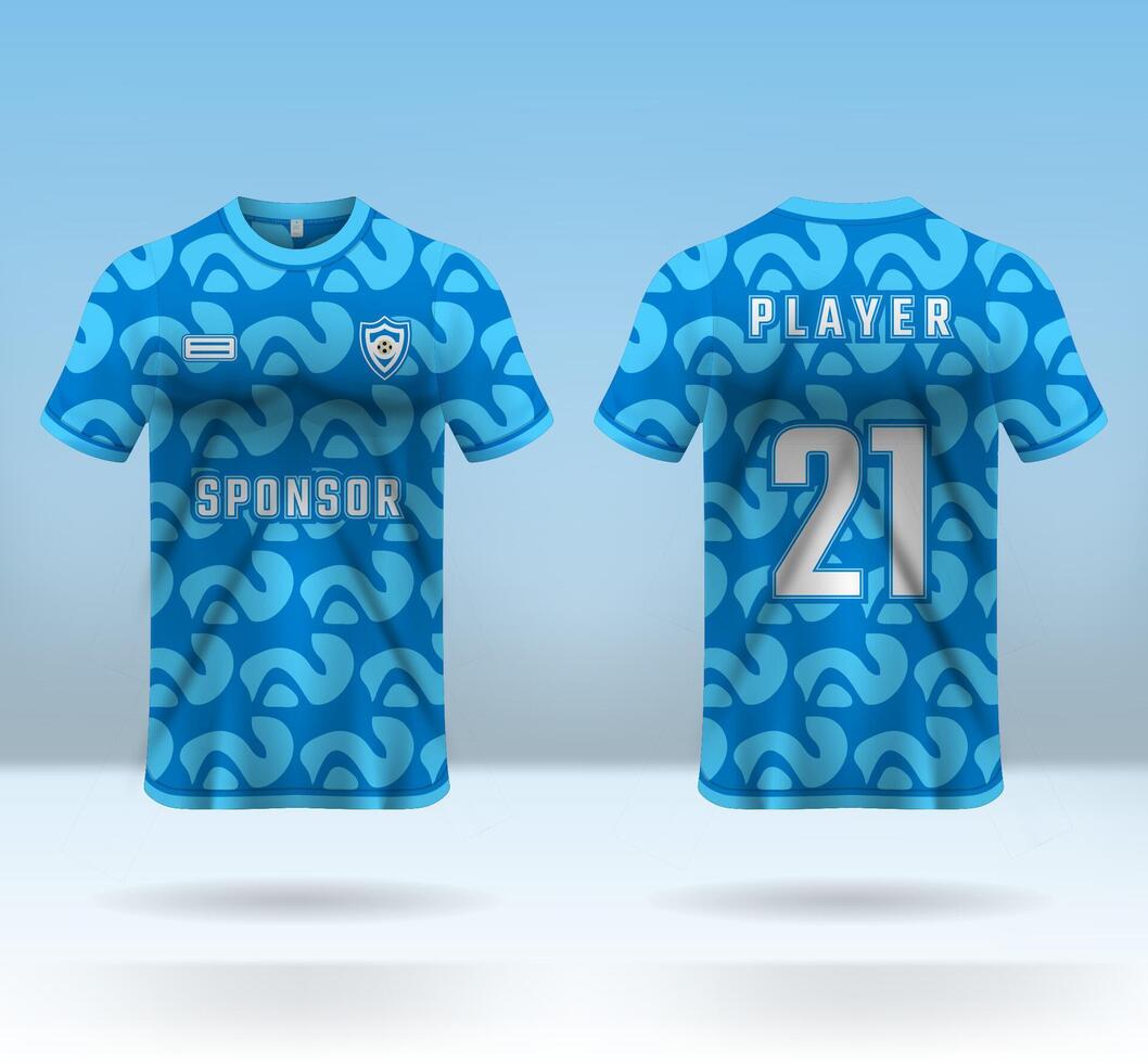 Sports uniform jersey design with blue abstract pattern background vector