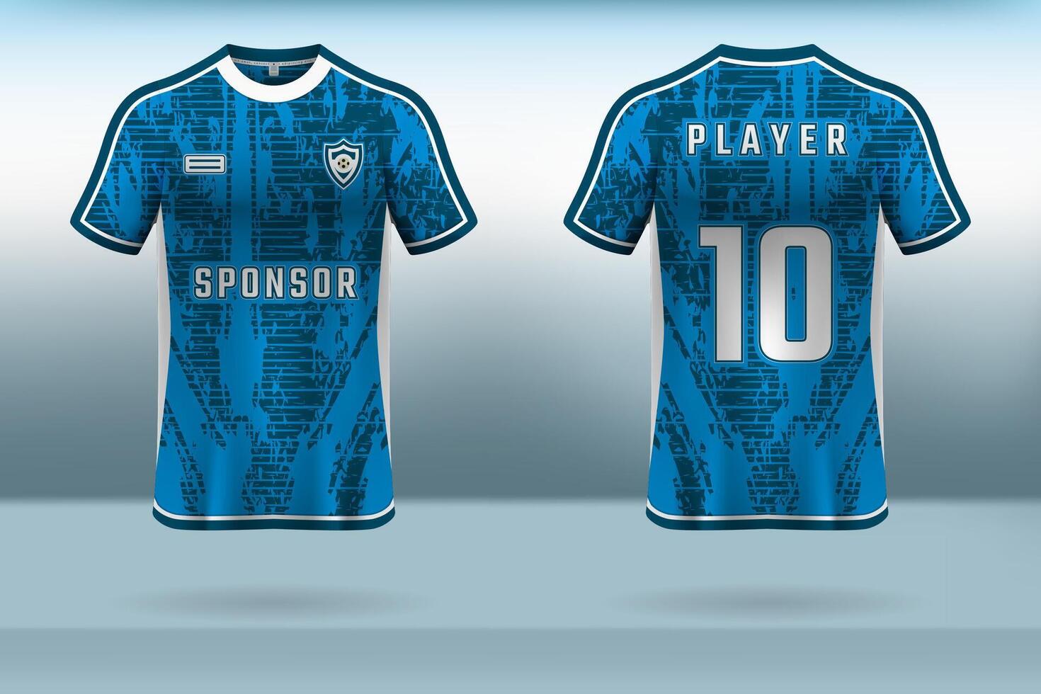 Sports uniform jersey design with blue abstract background vector