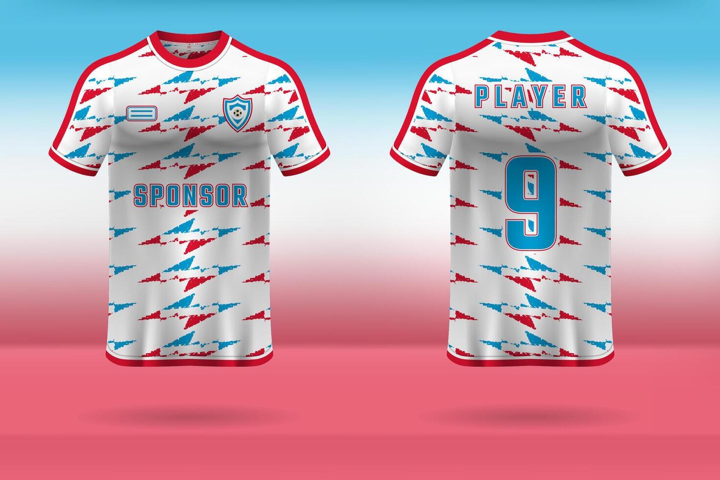 Sports uniform jersey design with abstract colorful pattern background vector