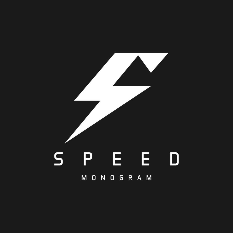 Initial letter S Speed logo, letter S with tunder bolt combination, flat design logo template, illustration vector