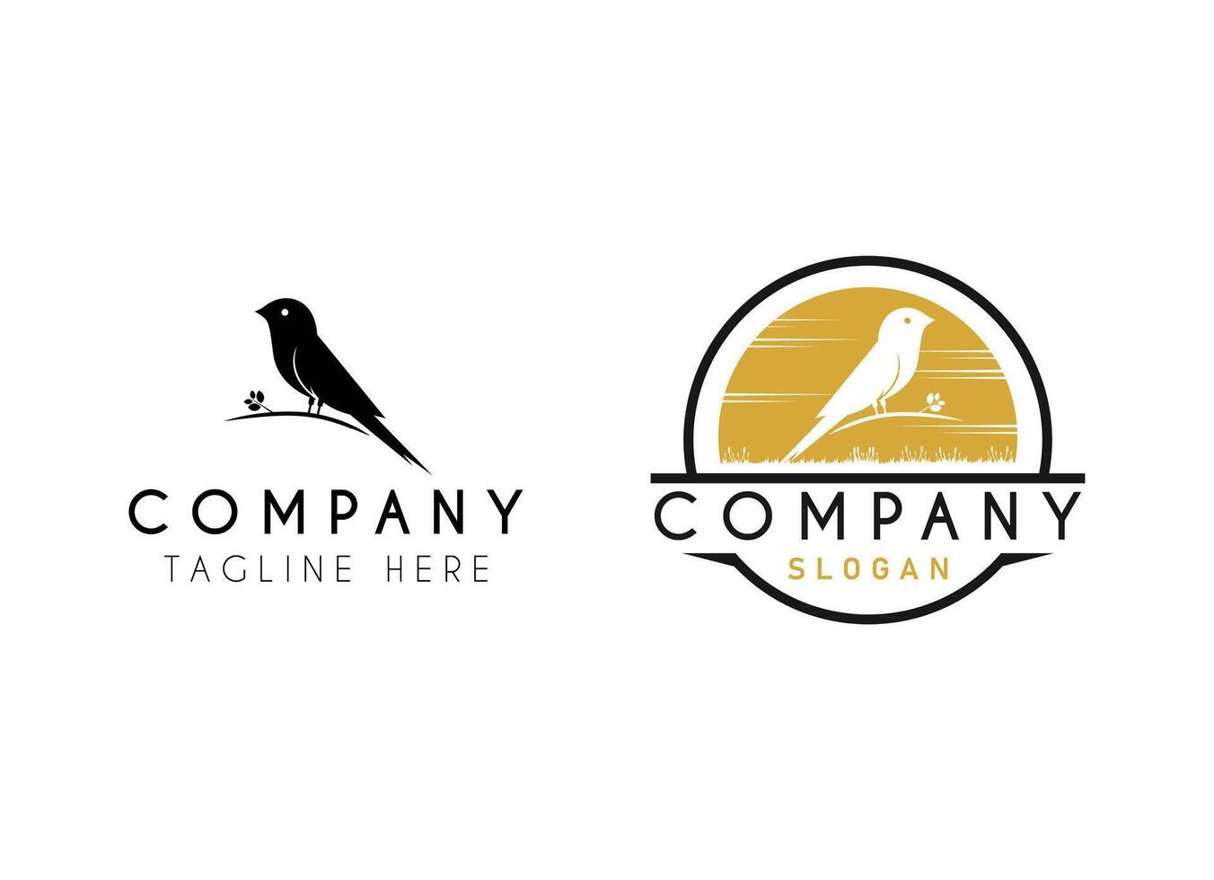 Flying bird logo design, silhouette of black bird logo design vector