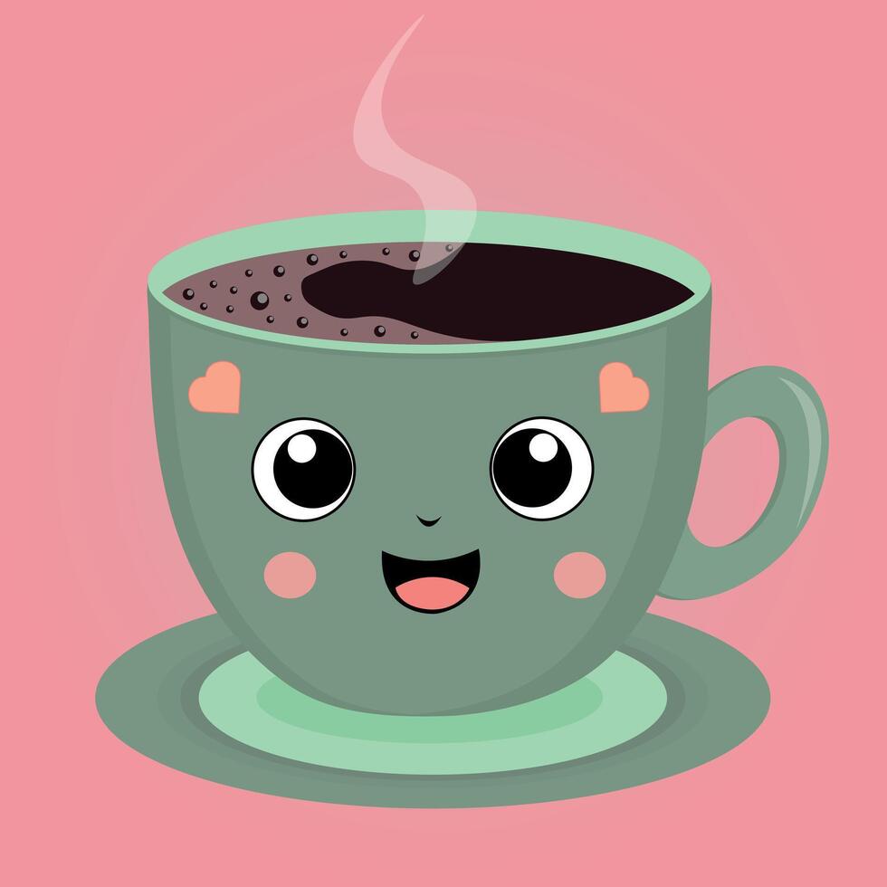 Cup of coffee in kawaii style vector