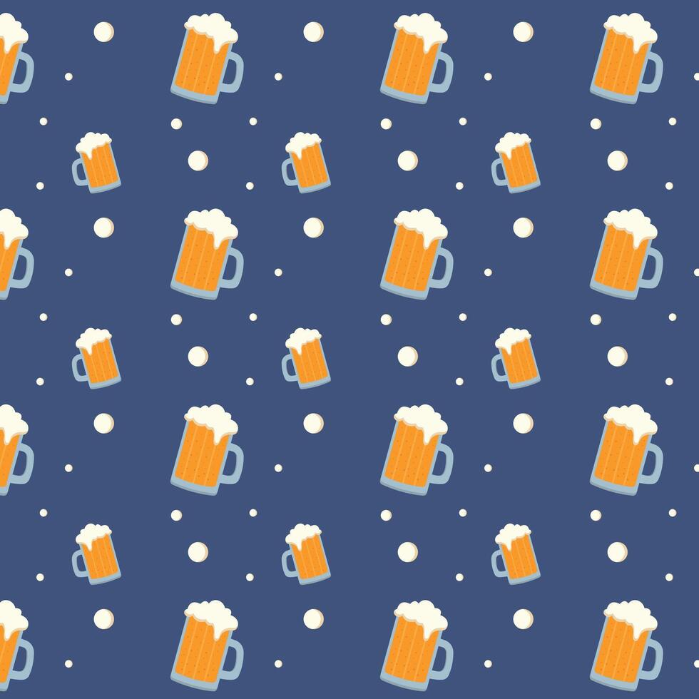 Seamless repeating pattern of beer mugs. vector