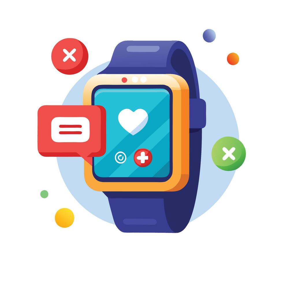 Illustrated Smartwatch with Alerts vector