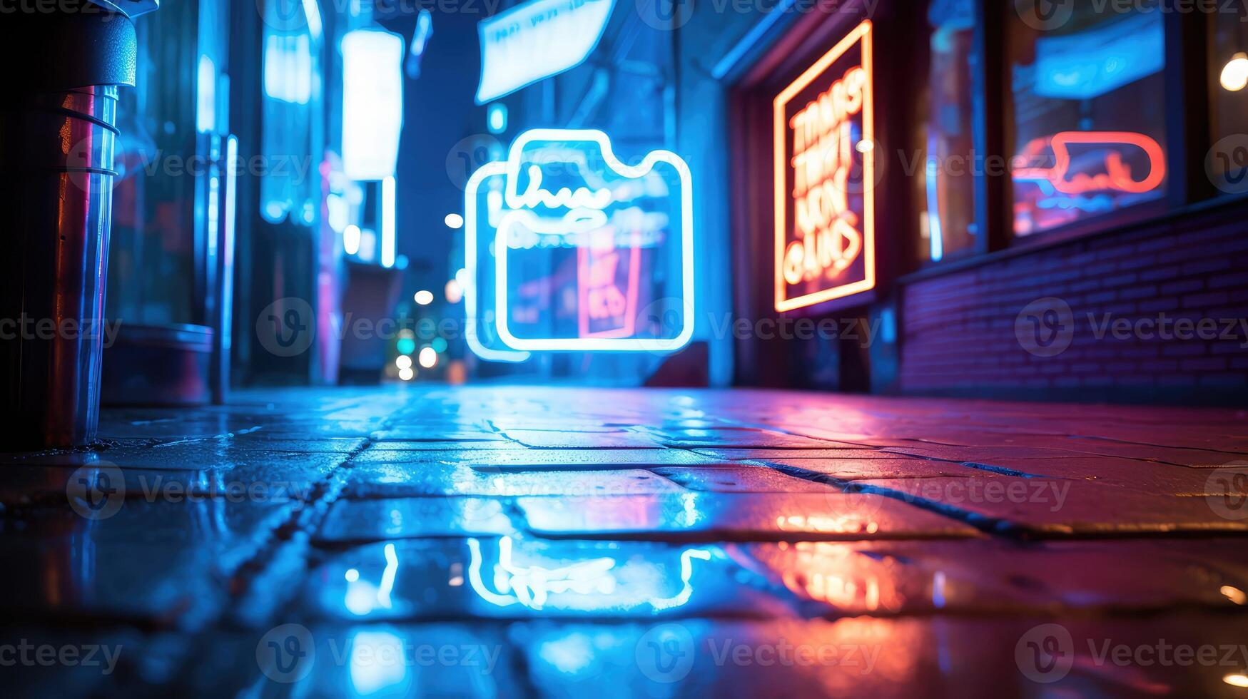 sign blue light effects photo