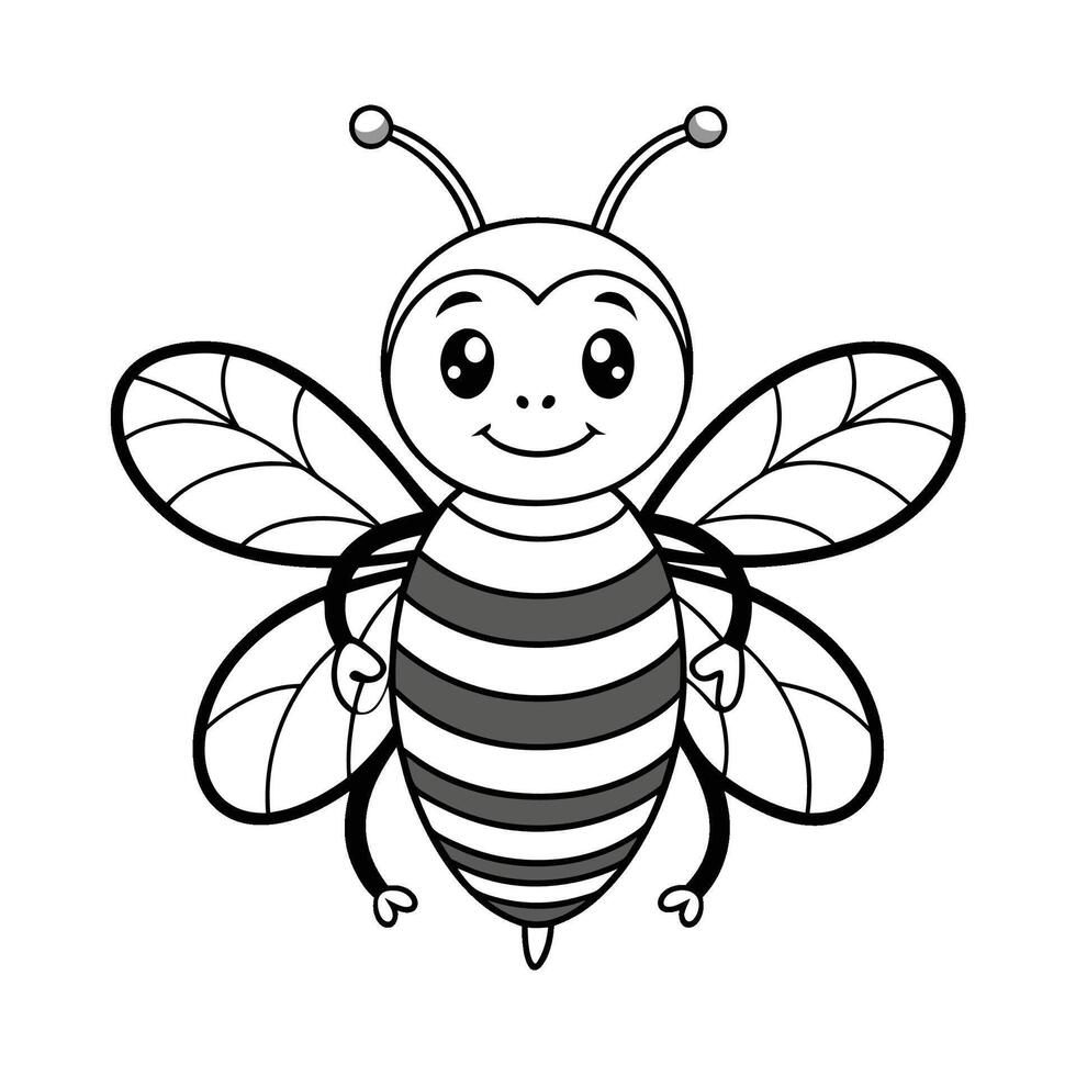 Bee Illustration for Coloring vector