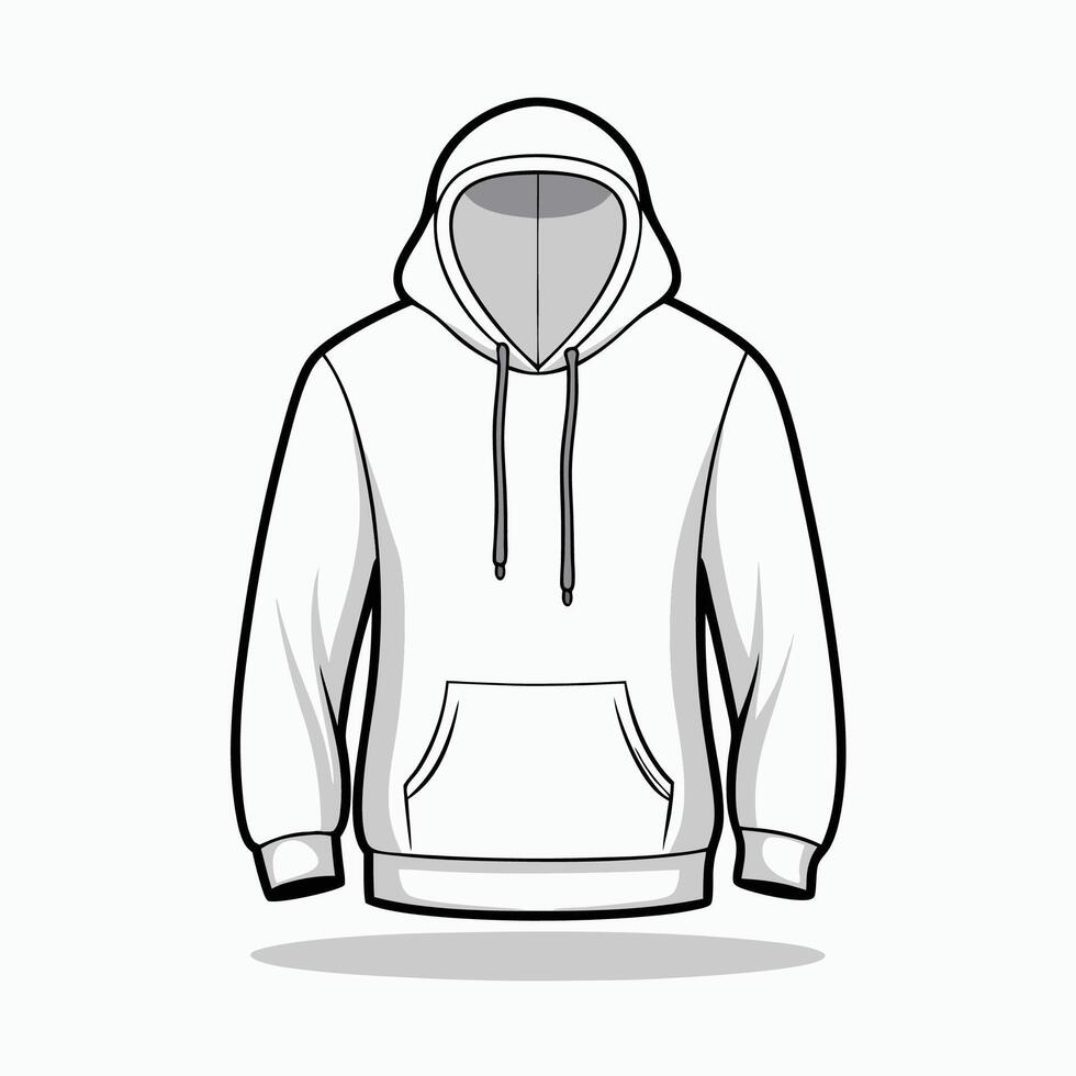 Outline of a Hoodie Set Against White vector