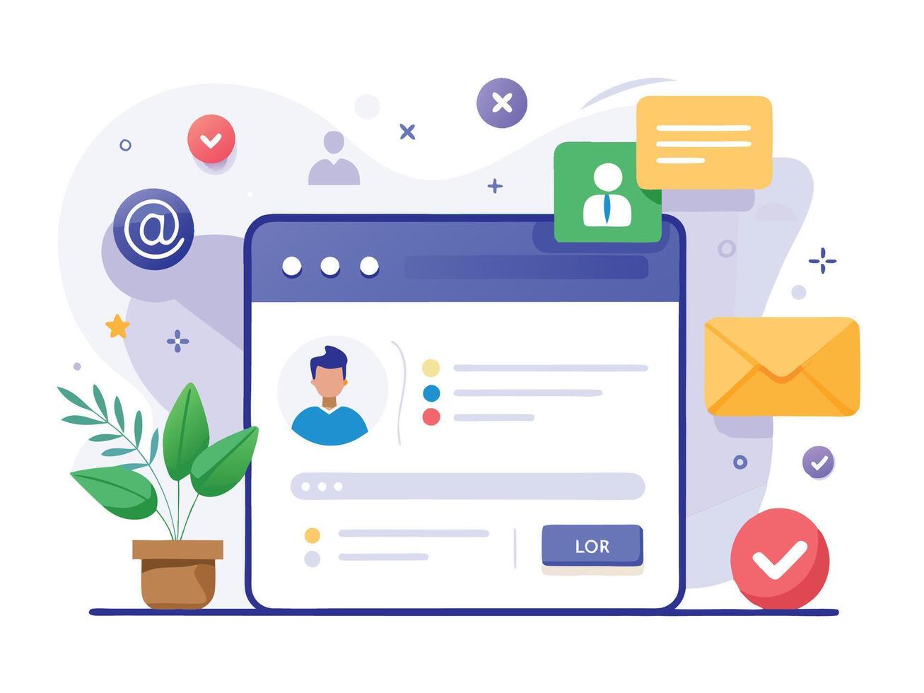 Wireframe Drawing for User Profile vector