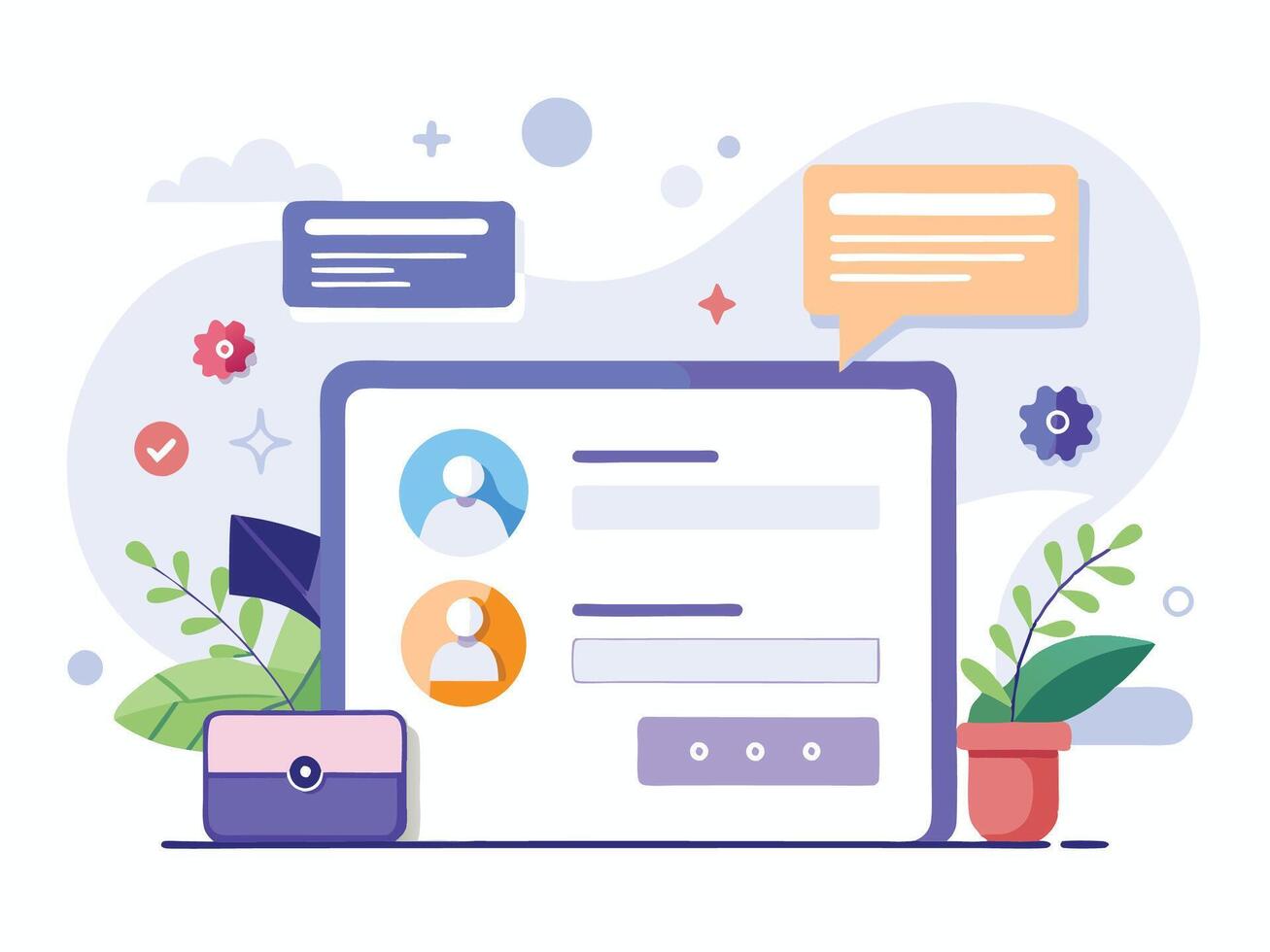Illustrated Wireframe for Sign Up and Login vector