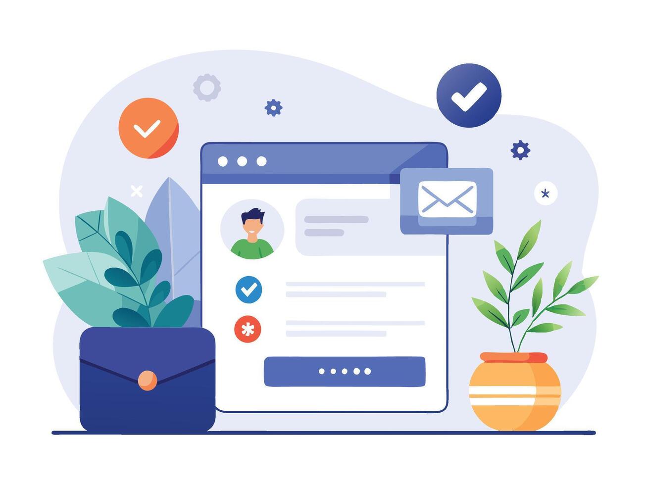 Illustrated Wireframe for User Sign Up and Log In vector