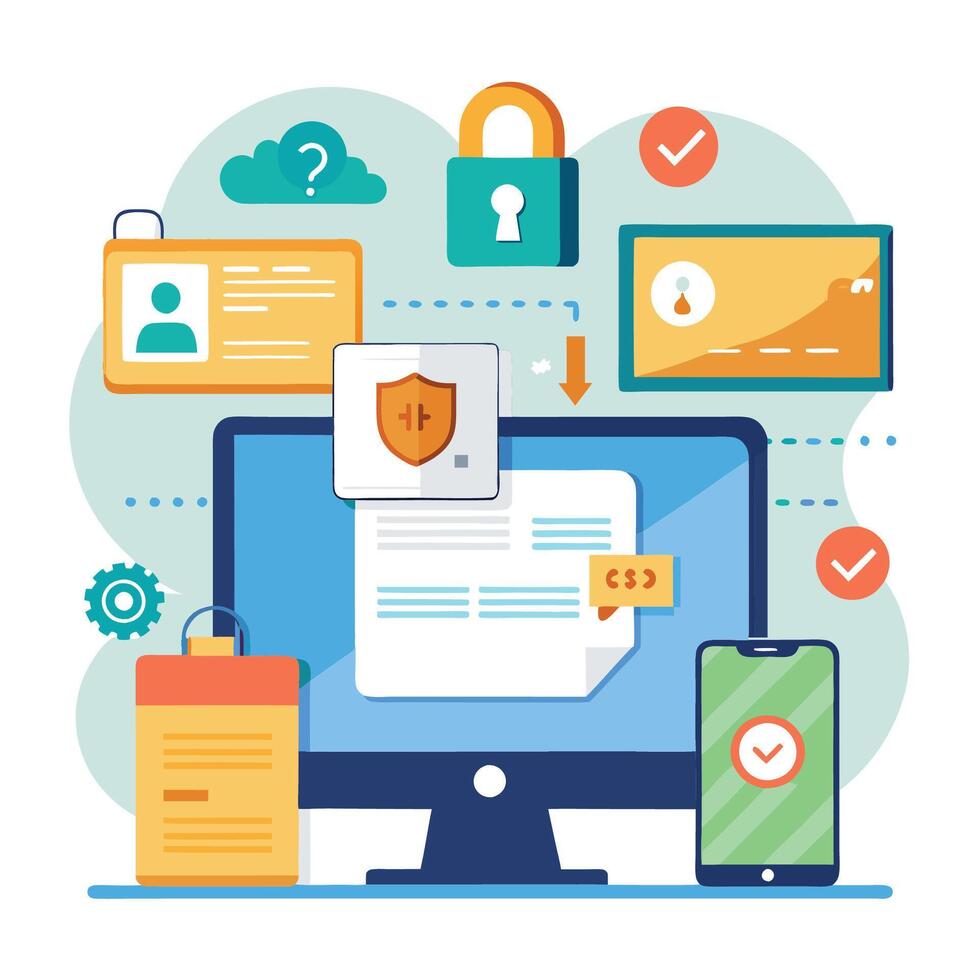 Cyber Safety Illustration for Users vector